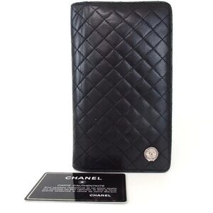 CHANEL lambskin Quilted CC Bow Yen Bifold Wallet